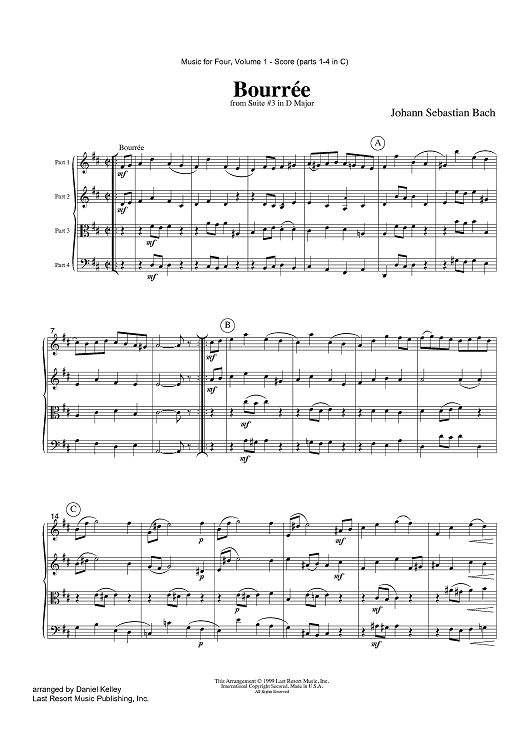 Bourrée - from Suite #3 in D Major - Score