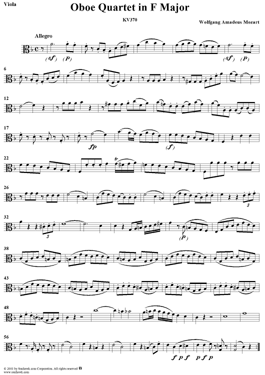 Oboe Quartet, K370 - Viola