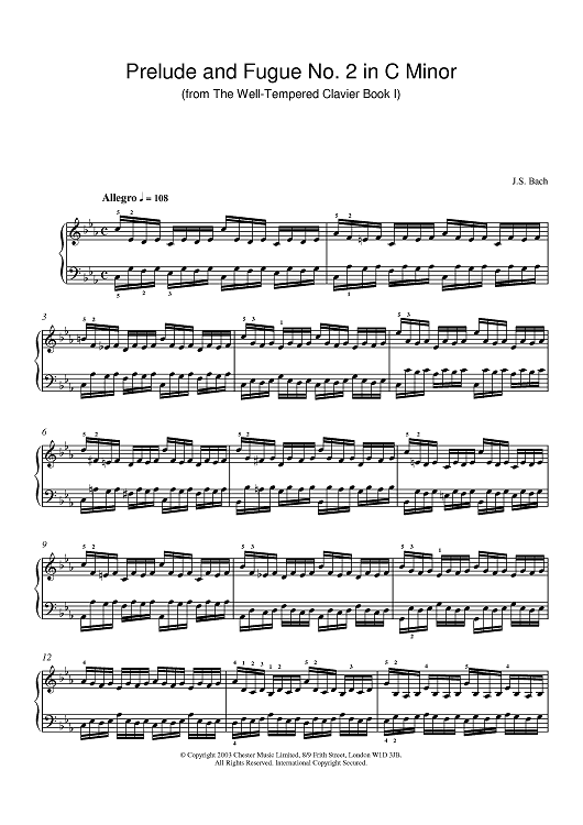 Prelude and Fugue No. 2 in C Minor (from The Well-Tempered Clavier Book I)