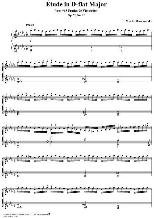 Etude n D-flat Major, Op. 72, No. 12