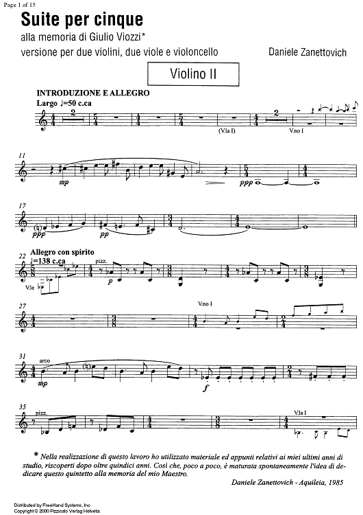 Suite per cinque - Violin 2
