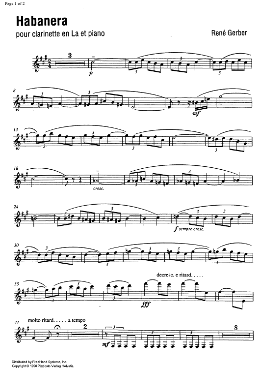Habanera - Clarinet in A
