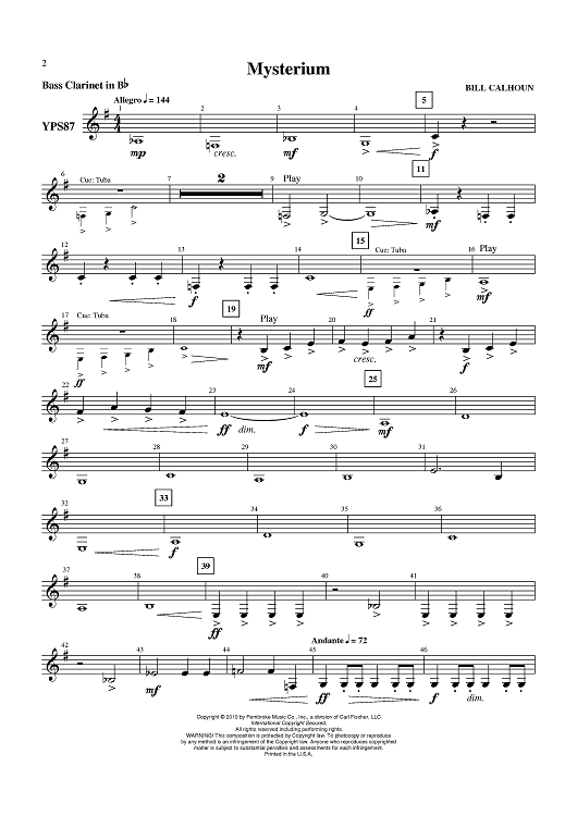 Mysterium - Bass Clarinet in B-flat