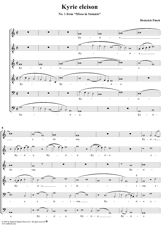Kyrie eleison - No. 1 from "Missa In Summis"