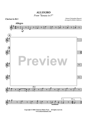 Sonata in F (Allegro) - Clarinet 2 in Bb