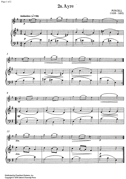 Ayre and Chaconne (from The Fairy Queen) - Score