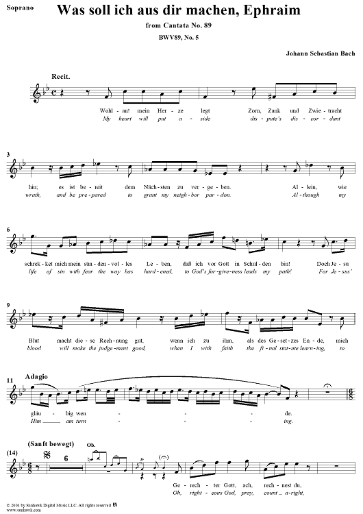 "Gerechter Gott, ach, rechnest du", Aria, No. 5 from Cantata No. 89: "Was soll ich aus dir machen, Ephraim?" - Soprano