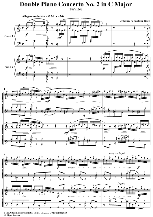 Concerto for Two Pianos in C Major, BWV1061