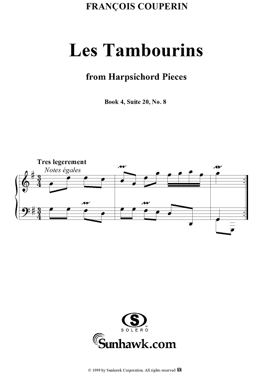 Harpsichord Pieces, Book 4, Suite 20, No.8:  Les Tambourins 1. Rondeau