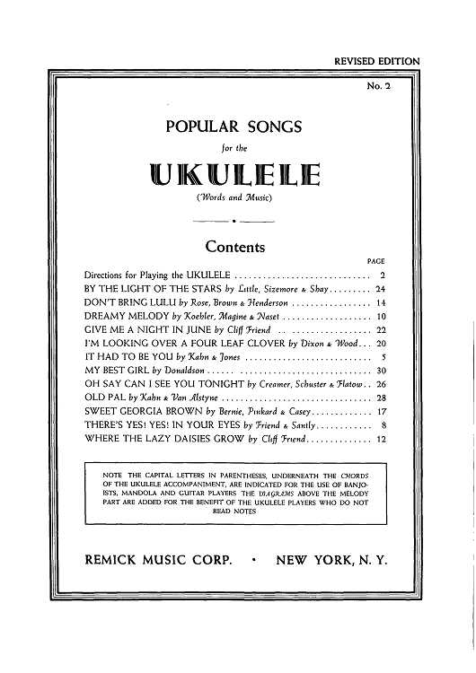 Table of Contents & Directions for Playing the Ukulele - Bonus Material