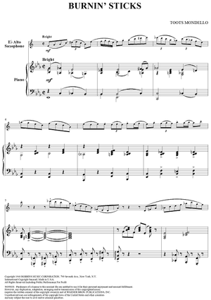 Burnin' Sticks - Piano Score