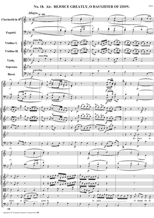 Messiah, no. 18: Rejoice greatly, O daughter of Zion - Full Score