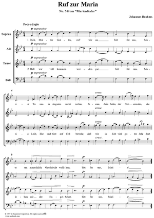 Ruf zur Maria - No. 5 from "Marienlieder", Op. 22