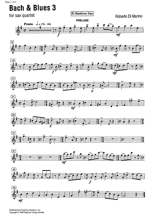 Bach and  Blues  3 - E-flat Baritone Saxophone