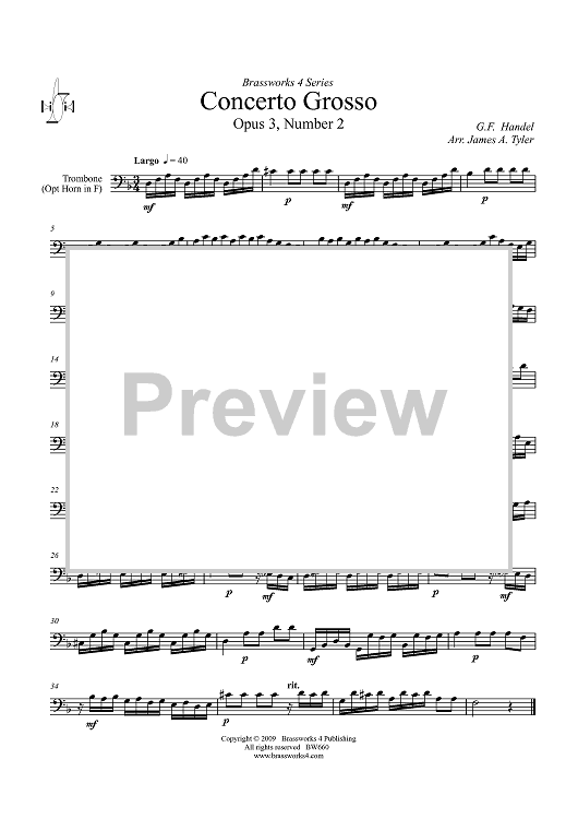 Concerto Grosso, Op. 3, No. 2 - Largo - Trombone
