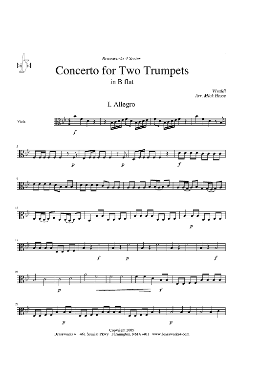 Concerto for Two Trumpets in Bb - Viola