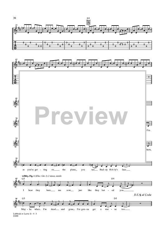 Lubbock or Leave It" Sheet Music by The Chicks for Guitar Tab/Vocal
