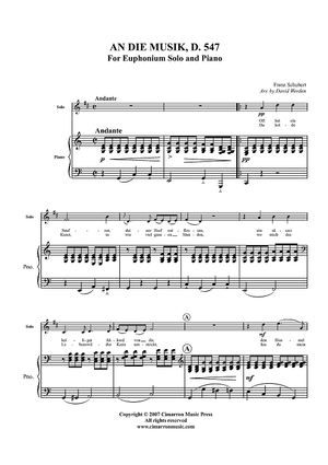 An Die Musik, D. 547 - Piano Score