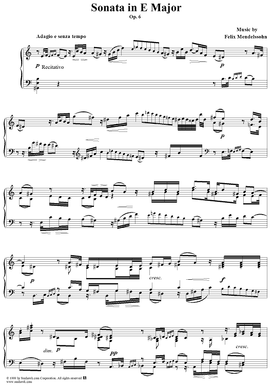 Piano Sonata in E Major, Op. 6 - Recitativo (etc.)