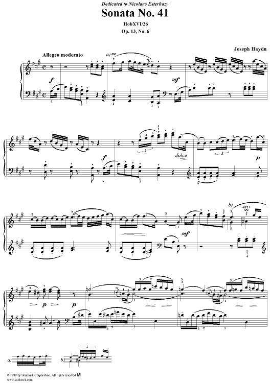 Piano Sonata no. 41 in A Major, op. 13, no. 6