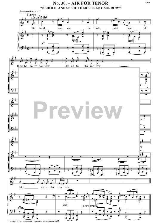 Messiah, no. 30: Behold, and see if there be any sorrow - Piano Score