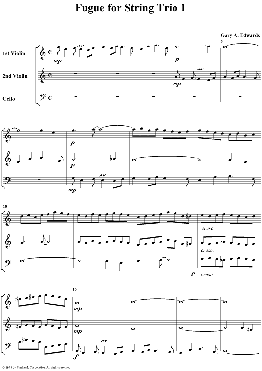 Fugue for String Trio 1 - Score