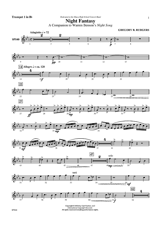Night Fantasy - Trumpet 1 in B-flat