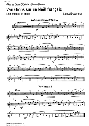 Variations sur un Noël français - Oboe