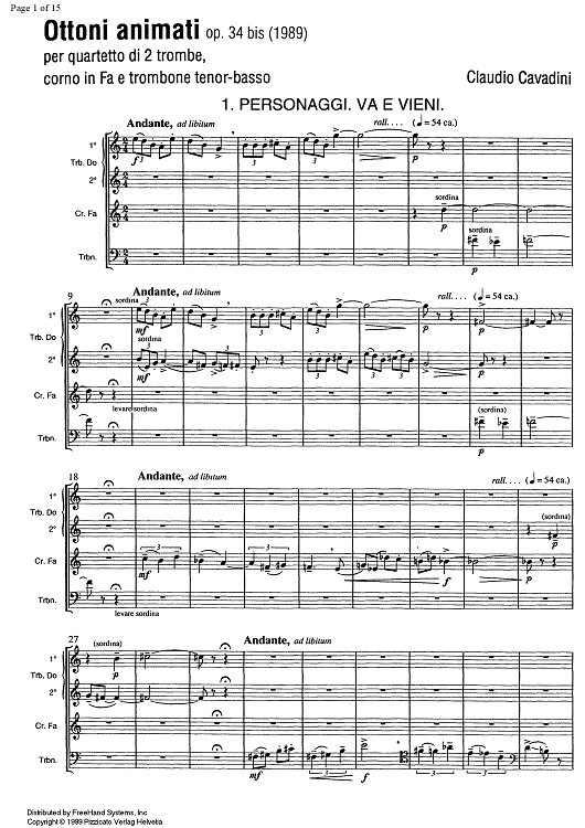 Ottoni animati Op.34 bis - Score