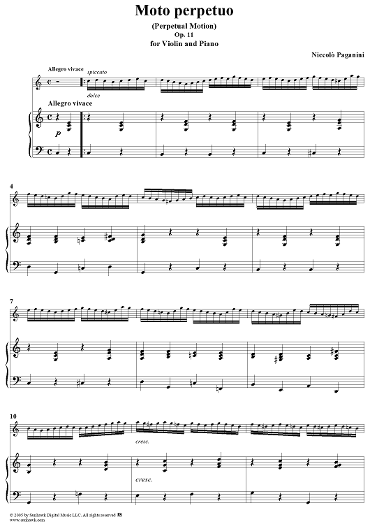 Moto Perpetuo - Piano Score