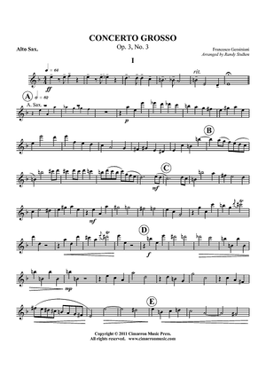 Concerto Grosso - Op. 3, No. 3 - Alto Sax