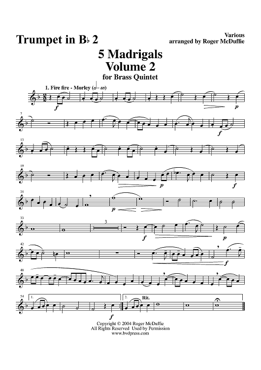 5 Madrigals, Vol. 2 - Trumpet 2
