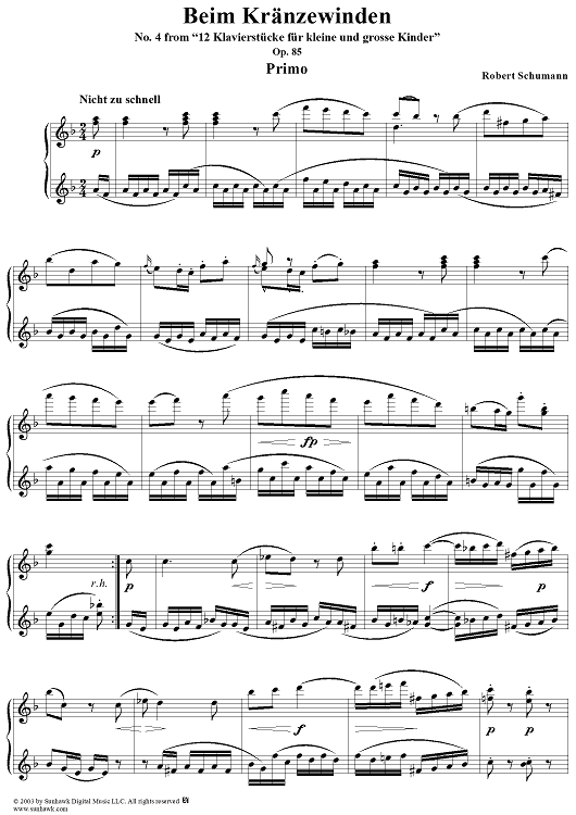 Beim Kränzewinden, No. 4 from "12 Klavierstücke für kleine und grosse Kinder" (Op. 85)