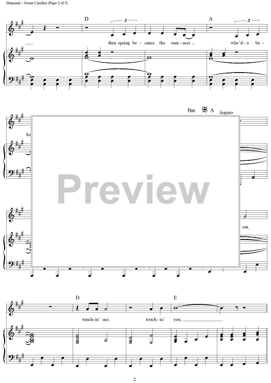 Neil Diamond "Sweet Caroline" Sheet Music (Piano Solo) In C Major - Download & Print - SKU: MN0305361 - Foto 5