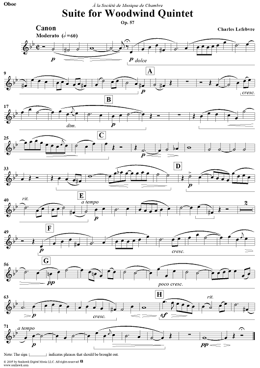 Suite for Woodwind Quintet, Op. 57 - Oboe