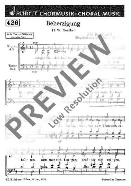 Beherzigung - Choral Score