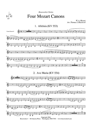 4 Mozart Canons - Horn in F (opt. Trombone)