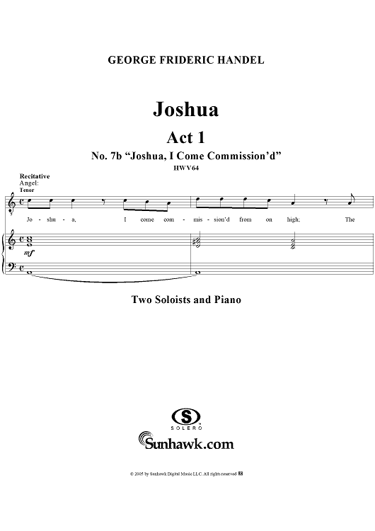 Joshua, Act 1, No. 7b "Joshua, I come commission'd"
