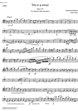 Trio a minor Op.114 - Cello