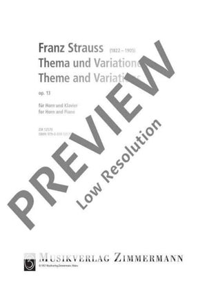 Theme and Variations - Score and Parts