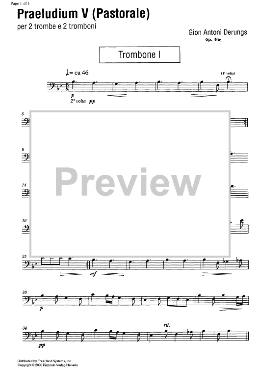 Praeludium V (Pastorale) Op.46e - Trombone 1