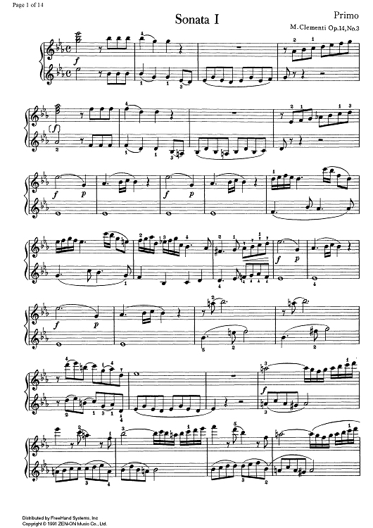 Sonata No. 1 Eb Major Op.14 No. 3 - Piano 1