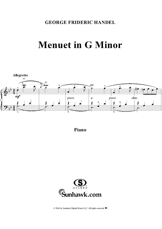 3 Lecons: No. 2, Menuet in G Minor
