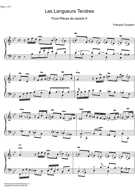 Pièces de clavecin  6th ordre, Les Langueurs Tendres