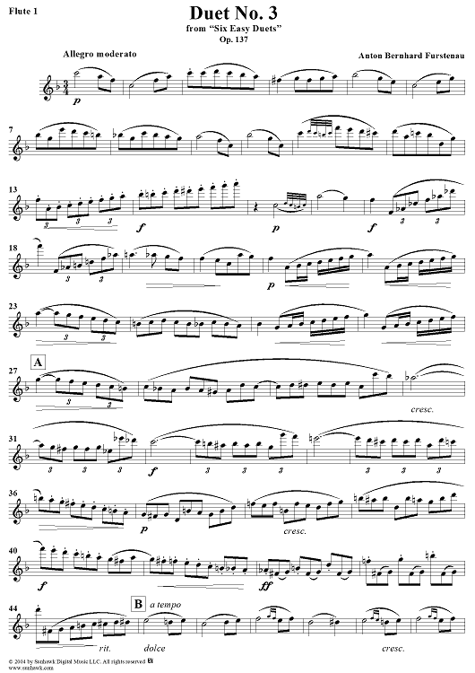 Duet No. 3 from Six Easy Duets, Op. 137 - Flute 1