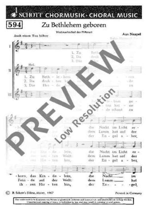 Zu Bethlehem geboren - Choral Score