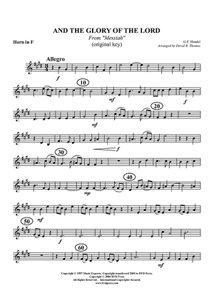 And the Glory of the Lord - Horn in F (plus optional part for Trombone)