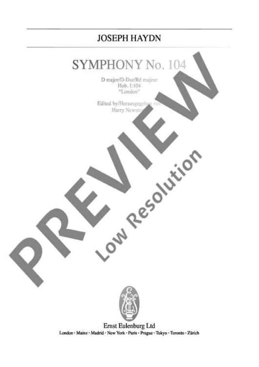 Symphony No. 104 in D major Hob. I:104 in D major - Full Score
