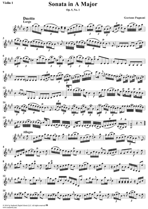 Sonata in A Major, Op. 5, No. 1 - Violin 1