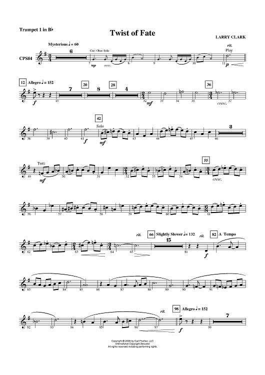 Twist of Fate - Trumpet 1 in B-flat